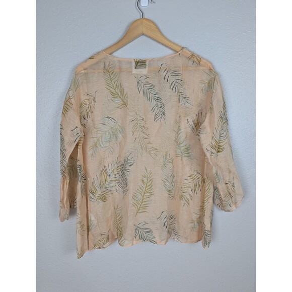 Giada Forte Linen Silk Blend Sheer Beach Summer Coverup Top Tunic Peach Sz 2 194 - Picture 2 of 7